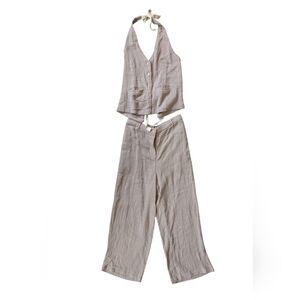 Women's Beige Halter Jumpsuit
